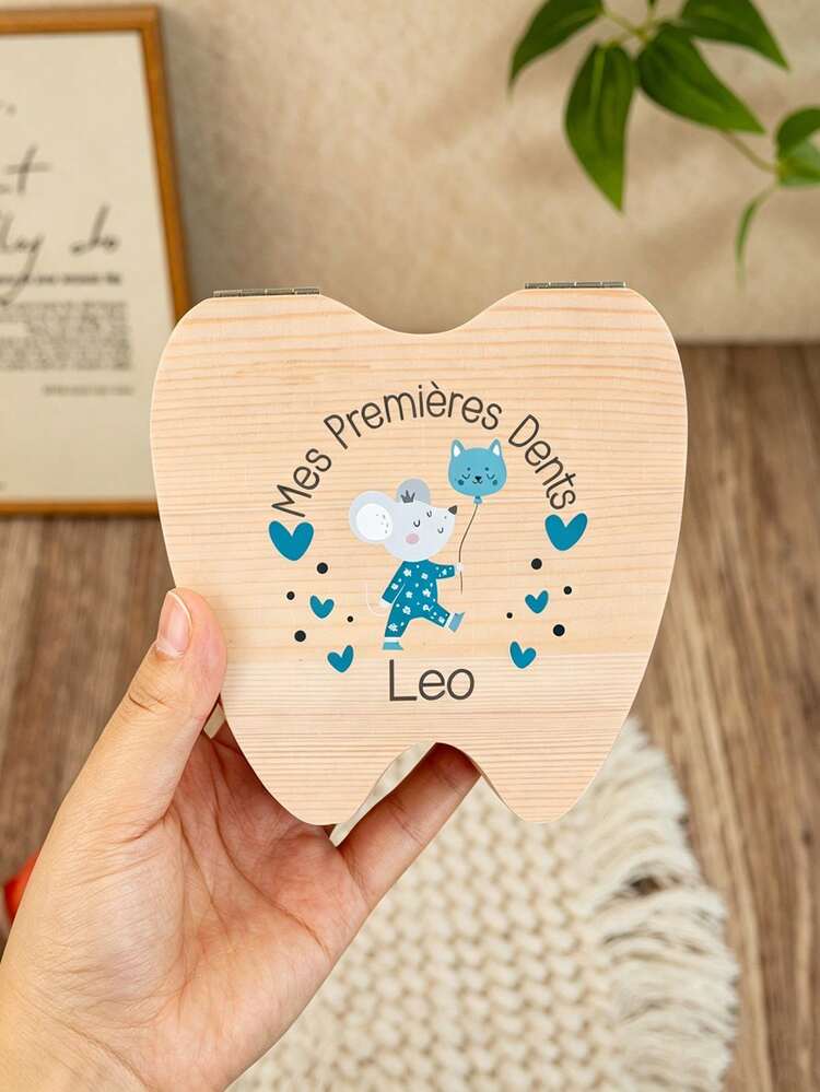 Custom Name Tooth-Shaped Mouse Tooth Box, Commemorative Tooth Umbilical Cord Curly Collection Box Birthday Gift Umbilical Cord Storage Box Souvenir Baptism Gift - Multicolor - View 6
