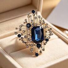 1pc Fashion Crystal Glass Brooch, Elegant Rhinestone Flower Pin For Women And Men, Party Clothing Accessory - Medium-sized Glass (5185) - View 1