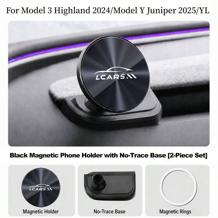 LCARS Dedicated Phone Holder For Tesla Model Juniper Y/Model 3 Highland/Launch/YL Refresh, Round Magnetic Phone Mount For Left-Hand Drive Driver's Side Center Console Air Vent, No-Trace Installation Car Phone Holder - For 3 / Y Juniper - View 10