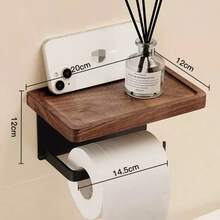 Bathroom Wall-Mounted Suction Cup Toilet Paper Holder, Creative Wood Grain Multifunctional Luxury Home Tissue Storage Box - Wood Grain - View 16