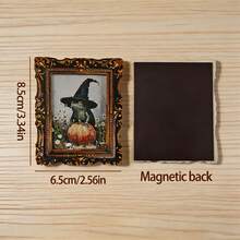 1pc Mini Photo Frame Style Refrigerator Magnet, Fun Pumpkin Ghost Pattern, Great Decorative Prop, Holiday Gift - A - View 7
