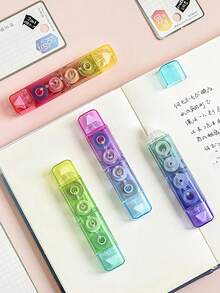 1pc Dual-Head Correction Tape, Double-Sided Replaceable Refill White Correction Tape, Transparent Candy Color Correction Roller, Student Back To School Stationery - A - View 1