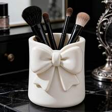 1pc Bowknot Desktop Storage Bucket, Makeup Brush Holder, 3D Pen Holder, Lip Gloss Eyebrow Pencil Makeup Brush Rack, Makeup Brush Storage Box, Lipstick Eyebrow Pencil Storage Box, Lipstick Setting Box, Eyebrow Pencil Storage Box, Smooth Lines, Novel Design, Elegant And Luxurious Appearance - Makeup Brush Storage Box - View 6