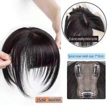 8-Character Bangs Fashion Natural Wig Hairpiece For Women, Seamless Lightweight Thin Top Hair Extension Clip-In Hair Accessory - Coffee Brown - View 12