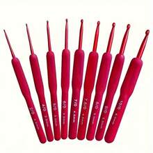 Set 9 buah Jarum Rajut Elegan Warna Merah dengan Pegangan Lembut, Jarum Rajut Ergonomis Aluminium dengan Pegangan Silikon Anti Selip, Mudah Memasukkan Benang Tanpa Tersangkut, Tahan Lama dan Mudah Digunakan, Cocok untuk Proyek Merajut dan Merenda, Alat Rajut, Perlengkapan Kerajinan Benang - Berbagai gaya - View 10