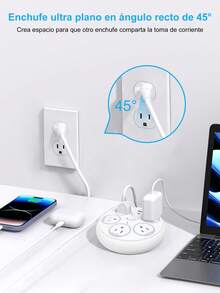 ONEEKA Multifunctional Power Strip With 4 USB Ports And 6 Outlets, Overload Protection, And Made With Wear-Resistant Materials. - MC-622U - View 5