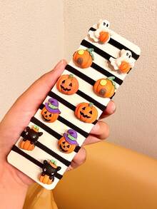 10/21/31pcs Random Assorted Halloween 3D Cartoon Hair Ties For Girls, Funny Cute Versatile Hair Accessories For Daily Wear, Holiday, Party, School, Casual - Multicolor - View 4