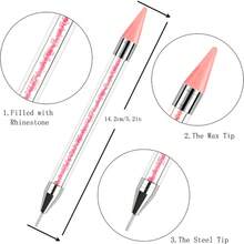 Rhinestone Picker Tool 2 Acrylic Handle Applicator | Dual-Ended, Multi-Functional Tool For Diamand Painting Pens, DIY Nail Art Tool, 4 Extra Wax Tips, 1 Tweezer - View 3