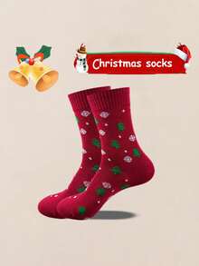 5 Pairs Men's Christmas Cartoon Print Mid-Calf Socks, Holiday Home Party Style - Multicolor - View 3