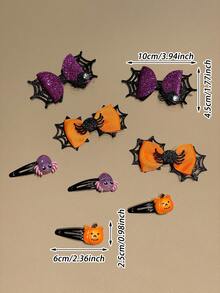 8 Stücke 3,94 Zoll/10 cm Damen Halloween Haarspangen, Spinnen-Kürbis BB-Spange Spinnennetz Schleife Seiten-Spange, Feiertags-Party Kostüm Haarschmuck, geeignet für Halloween Themen-Party Events, Damen Haarschmuck - Verschiedenfarbig - Übersicht 5