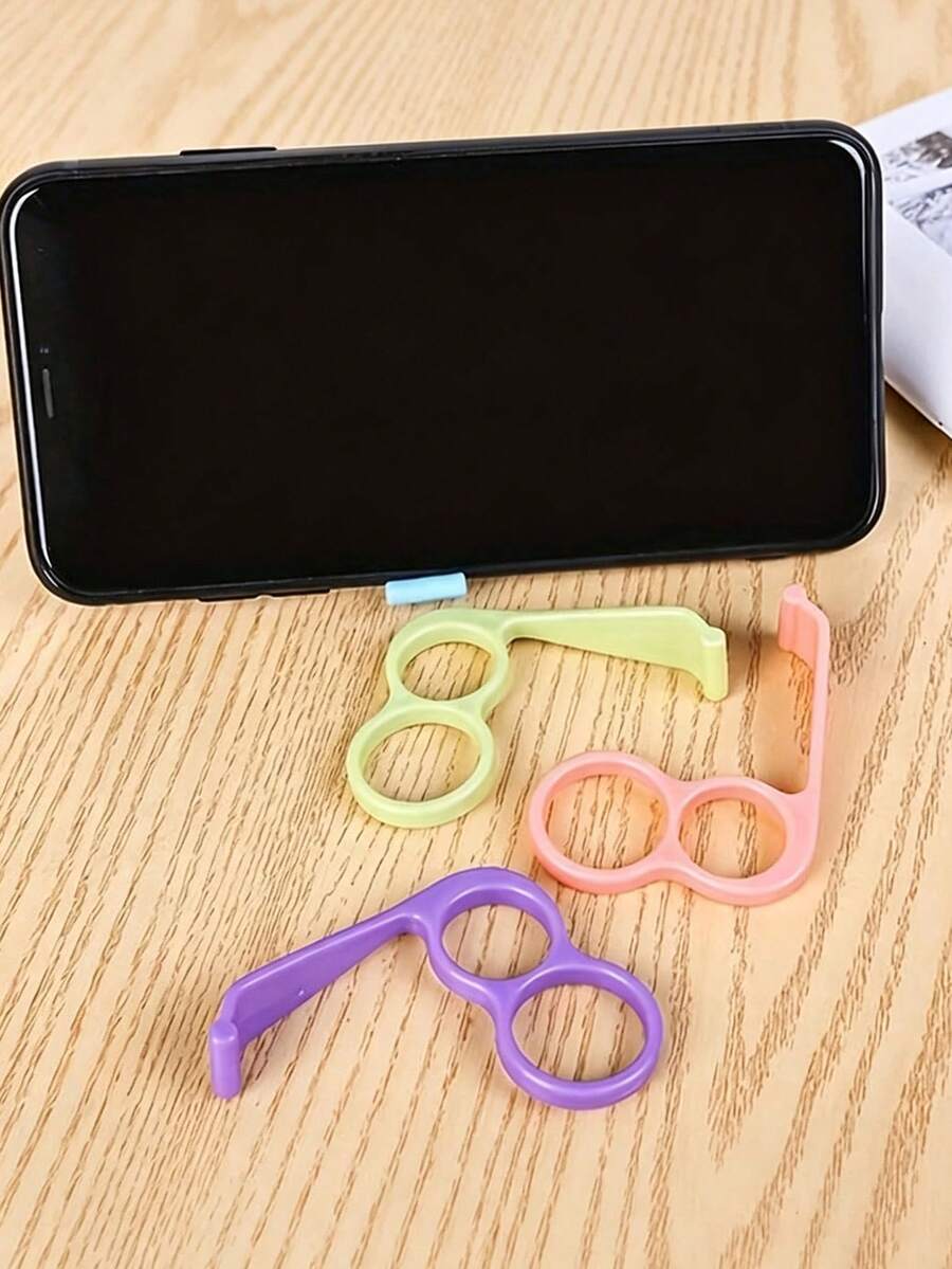 4PCS Portable Dual Ring Phone Stand, Compact Slouchy Person Desktop Phone Holder For Watching Videos - Multicolor - View 1