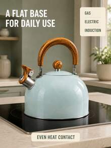 3L Large Capacity Stainless Steel Whistling Kettle, Stove-Top Whistling Teapot, Durable Flat Bottom Hot Water Kettle, Suitable For Gas Stove, Electric Stove, Ceramic Cooktop, Home Tea And Coffee Kitchen Tea Set - Sky Gray Green - View 5