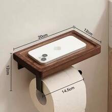 Bathroom Wall-Mounted Suction Cup Toilet Paper Holder, Creative Wood Grain Multifunctional Luxury Home Tissue Storage Box - Wood Grain - View 15