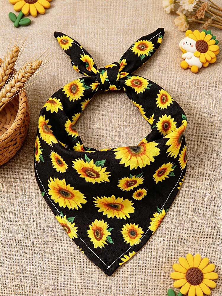 Celemek Air Liur Hewan Peliharaan Motif Bunga Matahari Hitam Gaya Pedesaan dari Poliester, Desain Anak Anjing Bahagia, Cocok untuk Kucing dan Anjing Berukuran Kecil hingga Sedang (Bichon, Teddy), Cocok untuk Bermain di Rumah atau Luar Ruangan Sepanjang Musim, Tidak Cocok untuk Ras Anjing Besar - Hitam - View 10