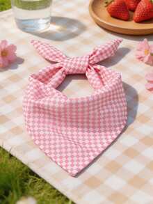 Pink Polyester Plaid Pet Scarf, Drool Bib, Happy Little Dog, Suitable For Cats And Dogs Of Small To Medium Size (Bichon, Teddy), Indoor Or Outdoor Use All Year Round, Not Suitable For Large Dog Breeds - Pink - View 10