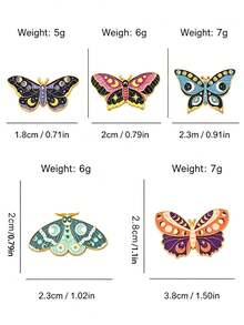 5/6/10/12/20/24pcs/Set Random Style Butterfly Enamel Badge Set Cute Enamel Backpack Badge Butterfly Brooch Round Collar Badge Steampunk Style Women's Badge Jewelry (Color/Style Random) - Butterfly - View 6