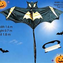 Halloween Bat Kite 1.6m, Large Bat-Shaped Long Tail Kite, Easy To Fly In Light Wind, Includes Handle And Flying Line, Suitable For Beginners, Outdoor Beach Park Holiday Party Use - Halloween Bat - View 8