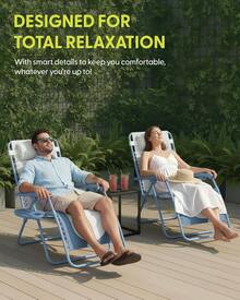 Gravity Chairs (2-Pack) Premium Heavy-Duty Outdoor Recliners With Luxe Two-Tone Design! Features Ultra-Padded Ergonomic Support, 5-Position Adjustable Backrest Independent Headrest, Built-In Cup Holder Phone Slot, And Smooth Rocking F - Blue - View 11