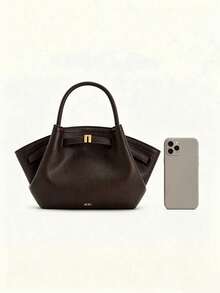 Handbag With Delicate Texture And Buckle Belt Decoration, Wing-Shaped Side Expansion, 3-In-1 Handheld/Shoulder/Crossbody, Magnetic Closure, Commuter Luxury Minimalist Elegant Style, Suitable For Daily Commute, Business, Dating And Travel, Designed For Urban Professional Women, Versatile Fashion Piece - Coffee - View 3