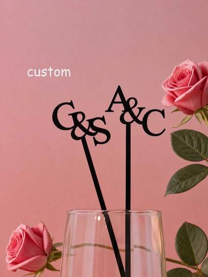 10/30/50/100pcs Customized Wedding Personalized Letter Stir Sticks | Party Decoration, Acrylic Gold Mirror Letter Customized Acrylic Stir Sticks