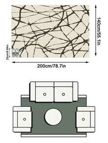1pc Wabi-Sabi Style Beige Asymmetrical Cracked Pattern Rug, Minimalist Abstract Mesh Area Carpet For Living Room And Bedroom, Black Coffee Hand-Drawn Line Art Foot Mat, All-Season Machine Washable Home Decor - Multicolor - View 15