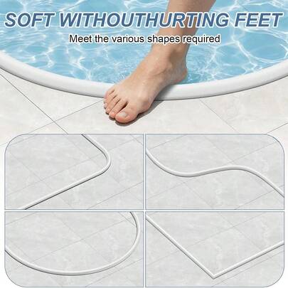 1pc 2m/78.74in Flexible Self Adhesive Water Dam Barrier, Bendable Waterproof Shower Water Stop Strip Floor Threshold Seal For Bathroom