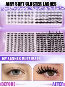 320 Clusters DIY False Eyelash Clusters, Exquisite Eye Makeup, Ultra-Thin Soft Lightweight, Suitable For Beginners To Use At Home, Applicable For Daily Dates, Parties, Music Festivals And Halloween Makeup, Cartoon Eyelashes - C - View 5