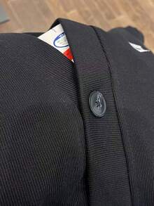 Nike 男士 V 領刺繡 Logo 長袖休閒針織開襟外套 - 黑色 - 查看 8