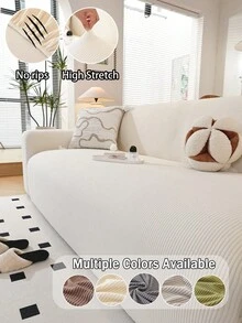 加厚四季通用沙發套，一體式彈性防寵物抓撓可機洗法蘭絨布料，適用單人/雙人/3-4人座及轉角沙發，附配套枕套，經典波希米亞風 - 米色 - 查看 2