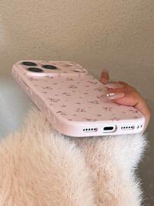 Pink Floral Phone Case, Raised Lens Ring Wear-Resistant Shockproof Phone Case, Gentle Fresh Commute Versatile Style, Compatible With Apple 15/15 Pro/15 Plus/15 Pro Max/16/16 Pro/16 Pro Max/17/17 Pro/17 Pro Max/12/12 Pro/12 Mini/13/13 Mini/13 Pro/13 Pro Max/14/14 Plus/14 Pro Max/11, Autumn/Winter Gift, Back To School Essential, Christmas Gift, Halloween Gift, Accessory - Pink - View 6