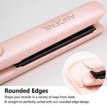 ANGENIL Pro Titanium Straightener For Women, Dual Voltage Straightener & Curler 2-In-1, 20s Fast Heating, Ionic Round Barrel Pink Travel Straightener With Heat-Resistant Mat - Pink - View 7