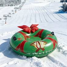 Christmas Wreath Ski Tube, Heavy Duty Inflatable Sled With 2 Handles, Winter Outdoor Snow Tube, Suitable For Family Snow Use, Winter Snow Day - Multicolor - View 7