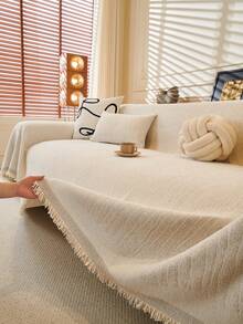 ZXZGM 1 pièce Housse de canapé en velours minimaliste de luxe, housse de canapé de style bohème, housse de canapé de luxe épaisse et à la mode, texture de qualité premium haut de gamme, décorer le canapé, protéger le canapé, décoration de la maison, adapté aux animaux de compagnie, antidérapant, anti-poussière, anti-griffures de chat, adapté aux animaux de compagnie, utilisation toute saison, convient pour la chambre, le salon, la librairie, le bureau, la voiture, le club, la fête, canapé 1-4 personnes, canapé en L, housse de canapé, housse de canapé - Beige - Voir 7