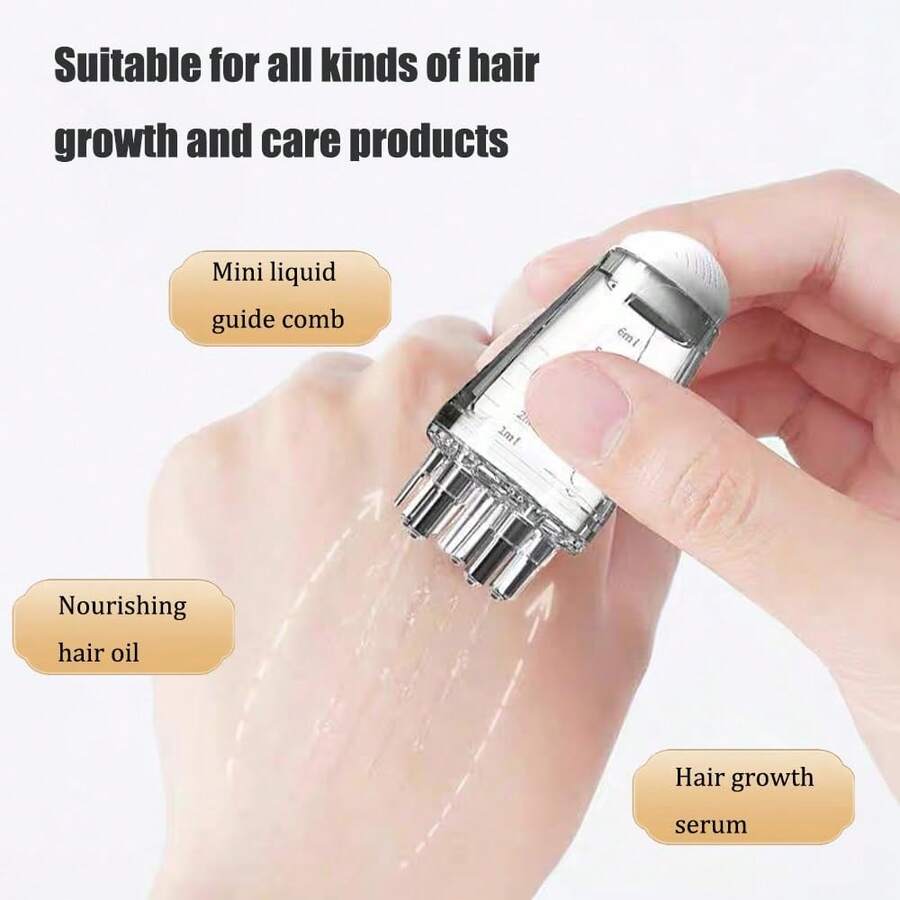 Essential Oil Hair Massage Comb With Rollerball Applicator For And Styling - Ergonomic ABS Plastic Handle, Multi-Tip Design Suitable For All Hair Types, Easy To Use Serum Application, Health Care