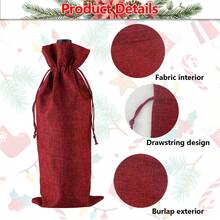 6/12pcs Drawstring Wine Bottle Gift Bags, Reusable, Includes Tags, Suitable For Birthday Party, Wedding, Christmas, New Year Decoration Party Supplies - Multicolor - View 3