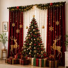2pcs Christmas Cartoon Print Pattern Curtains, Vintage Cartoon Fairy Tale Polyester Fiber Digital Print Decorative Semi-Blackout Rod Pocket Curtains Suitable For Christmas Living Room Bedroom Autumn Winter Home Use - Multi-color-061201 - View 4