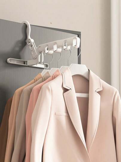 1/2/3/5pcs Portable 5-Hole Folding Clothes Hanger, Travel Business Trip Dorm Home Indoor Drying Clothes Super Practical Gadget