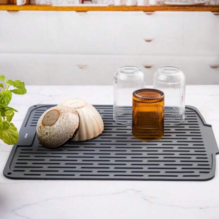 KINGHoff Brand Silicone Kitchen Drying Mat, 46x40cm - Grey - View 8