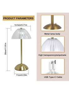 LED Crystal Table Lamp Touch Dimmable Eye-Protection Night Light, 3 Color Temperatures Optional Bedside Atmosphere Lamp, Suitable For Bedroom, Living Room, Study, Bar, Cafe, Reading And Other Scenes USB Table Lamp - One Size Fits All - View 10