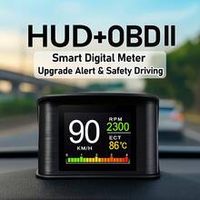 YNF Automotive HUD Head-Up Display | Pemantauan Real-Time OBD2 | Diagnosis dan Eliminasi Kerusakan | Alarm Multi-Bahasa | Kontrol Suhu Air/Tegangan/Kecepatan/Konsumsi Bahan Bakar dalam Satu Layar | Cocok untuk Sebagian Besar Model | Hadiah Liburan - A - View 2