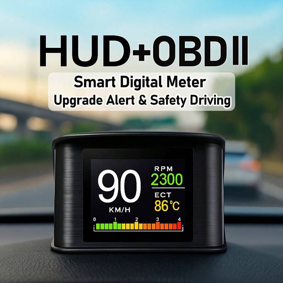 YNF Automotive HUD Head-Up Display | Pemantauan Real-Time OBD2 | Diagnosis dan Eliminasi Kerusakan | Alarm Multi-Bahasa | Kontrol Suhu Air/Tegangan/Kecepatan/Konsumsi Bahan Bakar dalam Satu Layar | Cocok untuk Sebagian Besar Model | Hadiah Liburan