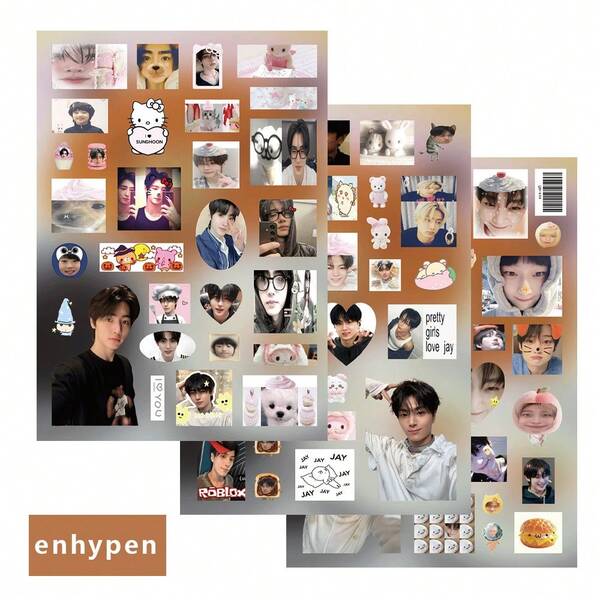 30pcs K-POP Multiple Daily Styles Stickers, Jungwon, Heeseung, Jay, Jake, Sunghoon, Sunoo, Ni-Ki Decorative Stickers, Cute Fan Support Stickers, Suitable For Decorating Notebooks/Fan Diaries/Concert Light Sticks