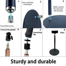 Adjustable Height Desktop Phone Holder, Universal Tablet Stand With 360° Rotating Weighted Base For Live Streaming And Watching Videos - Black - View 6