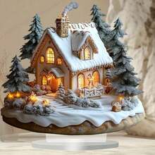 Bohemian Style Acrylic Christmas Gingerbread House Decor - Desktop Display, Versatile British Style Decoration, Suitable For Home, Office, Cafe - Multicolor - View 2
