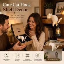 1pc Cat Night Light Bookshelf Ornament, Multifunctional Tail Hook For Hanging Keys, Atmospheric Home Decor, Creative Holiday Gift For Cat Lovers, Cat Hanging Light Ornament, Bookshelf Edge Cat Hook Decoration, Key Hanging Night Light Home Desktop Creative Craft (Light Not Included) - Multicolor - View 3