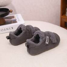 1 Pair Children's Padded Warm Winter Shoes, Faux Lamb Fur Lining, Hook And Loop Closure For Easy On/Off, Soft Sole Anti-Slip, Winter Heat Retention Foot Protection - Grey - View 5