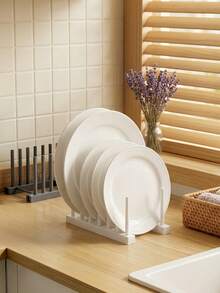 1pc Dish Rack, Cabinet Draining Storage Rack, Cabinet Space-Saving, Suitable For Plates, Cups, Pots, Lids, Bowls And Cutting Boards, Kitchen Cabinet And Countertop Storage - Multicolor - View 8
