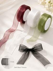 35m Transparent Ribbon, Suitable For Wedding Decoration, Gift Wrapping, Floral Arrangement, Soft And Vibrant, Rolled, Suitable For Party, Handmade, Elegant Decoration DIY Material, Shiny And Smooth, Suitable For Halloween - Multicolor - View 5