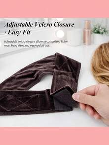 2pcs Velvet Wig Headband Adjustable Fastener (Black And Brown) - Black + Coffee - View 4