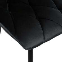 1pc Black Velvet Dining Chair, Upholstered Easy-Clean Chair With Padded Seat, Ergonomic Backrest & Black Metal Legs, 120 Kg Capacity, For Dining Room, Kitchen & Living Room - Black - View 7